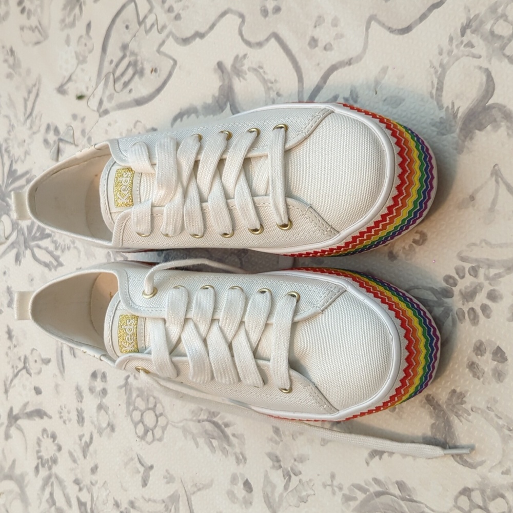 Keds lace up rainbow high tops